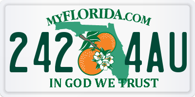 FL license plate 2424AU
