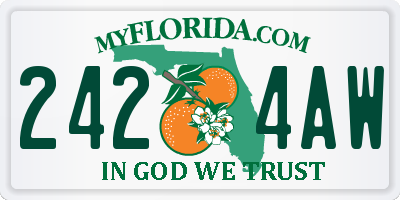 FL license plate 2424AW