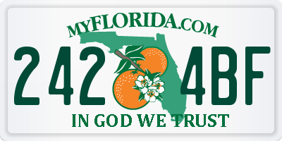 FL license plate 2424BF