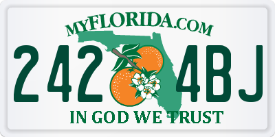 FL license plate 2424BJ