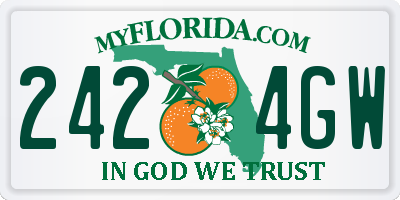 FL license plate 2424GW