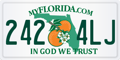 FL license plate 2424LJ