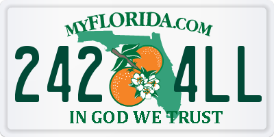 FL license plate 2424LL