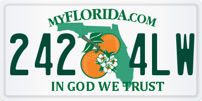 FL license plate 2424LW
