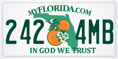 FL license plate 2424MB
