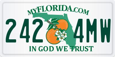 FL license plate 2424MW