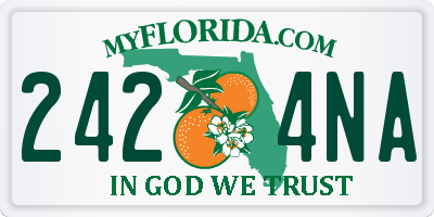 FL license plate 2424NA