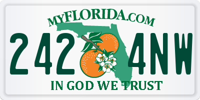 FL license plate 2424NW