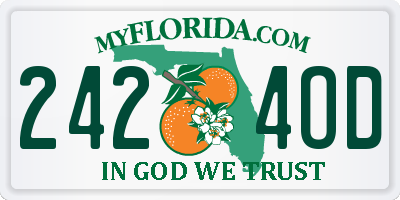 FL license plate 2424OD