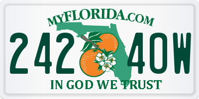 FL license plate 2424OW