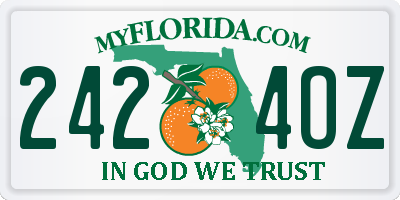 FL license plate 2424OZ