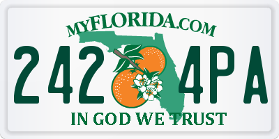 FL license plate 2424PA