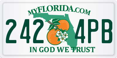 FL license plate 2424PB