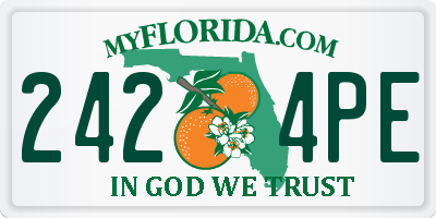 FL license plate 2424PE
