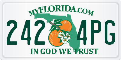 FL license plate 2424PG