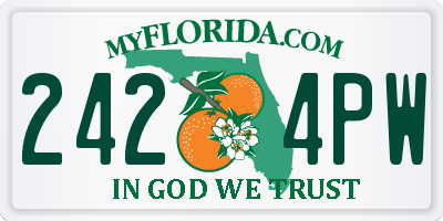 FL license plate 2424PW