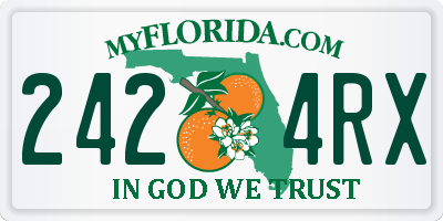 FL license plate 2424RX