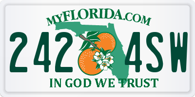 FL license plate 2424SW
