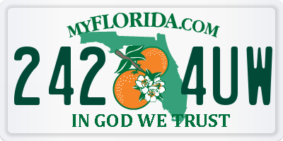 FL license plate 2424UW