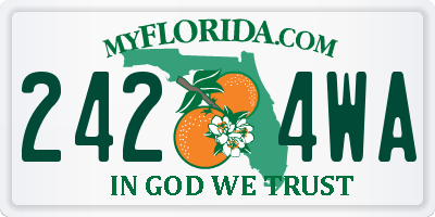 FL license plate 2424WA