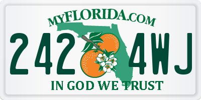 FL license plate 2424WJ