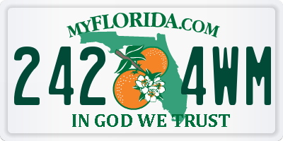 FL license plate 2424WM