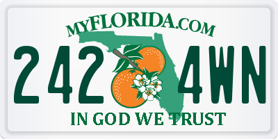 FL license plate 2424WN