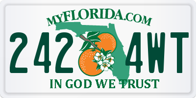 FL license plate 2424WT
