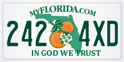 FL license plate 2424XD