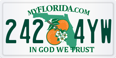 FL license plate 2424YW