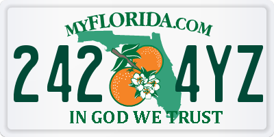 FL license plate 2424YZ