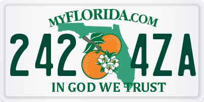 FL license plate 2424ZA