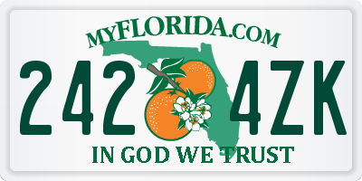FL license plate 2424ZK