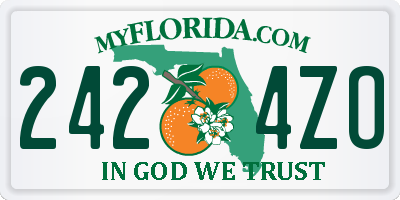 FL license plate 2424ZO