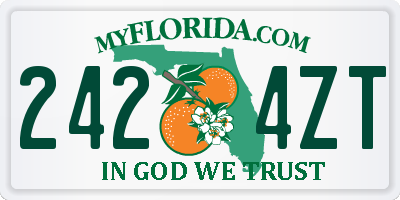 FL license plate 2424ZT