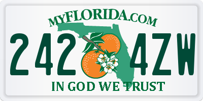 FL license plate 2424ZW