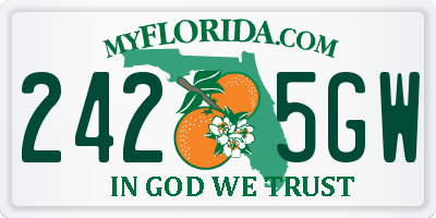 FL license plate 2425GW