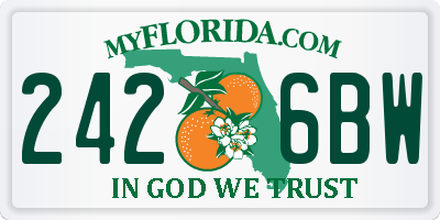 FL license plate 2426BW