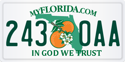 FL license plate 2430AA