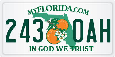FL license plate 2430AH
