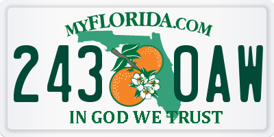 FL license plate 2430AW