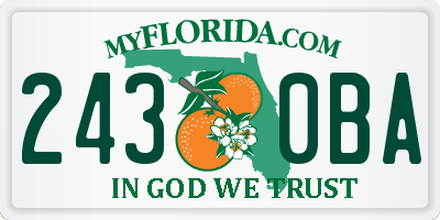 FL license plate 2430BA