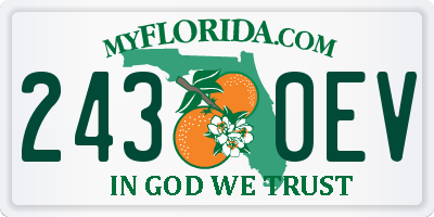 FL license plate 2430EV
