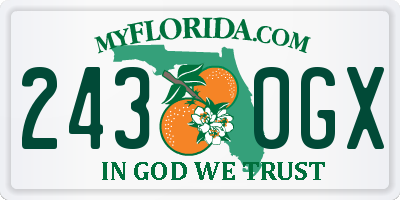 FL license plate 2430GX