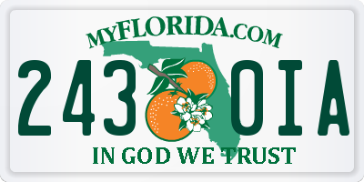 FL license plate 2430IA