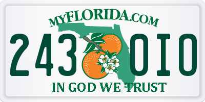 FL license plate 2430IO