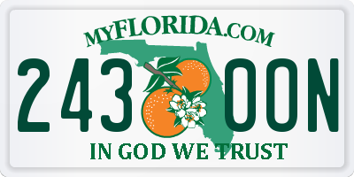 FL license plate 2430ON