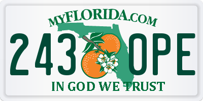 FL license plate 2430PE