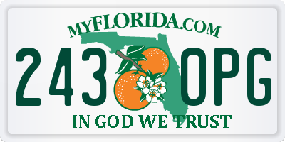 FL license plate 2430PG
