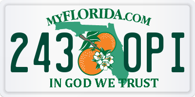 FL license plate 2430PI